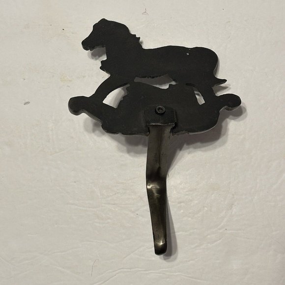 Christmas Stocking Holder Hanger Heavy Cast Metal Rocking horse Toys - Picture 3 of 6